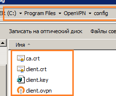 ставим наши ключи в папку config