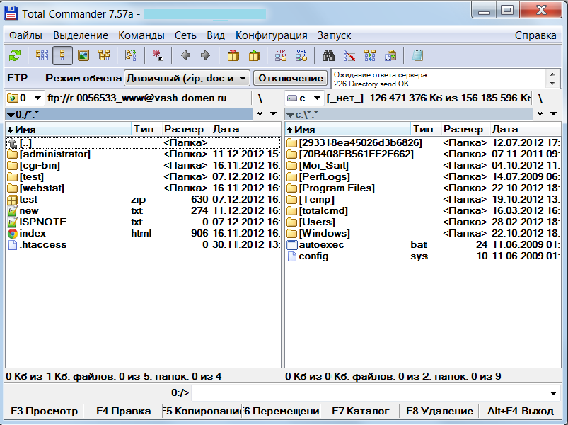 FTP программа - работа с файлами